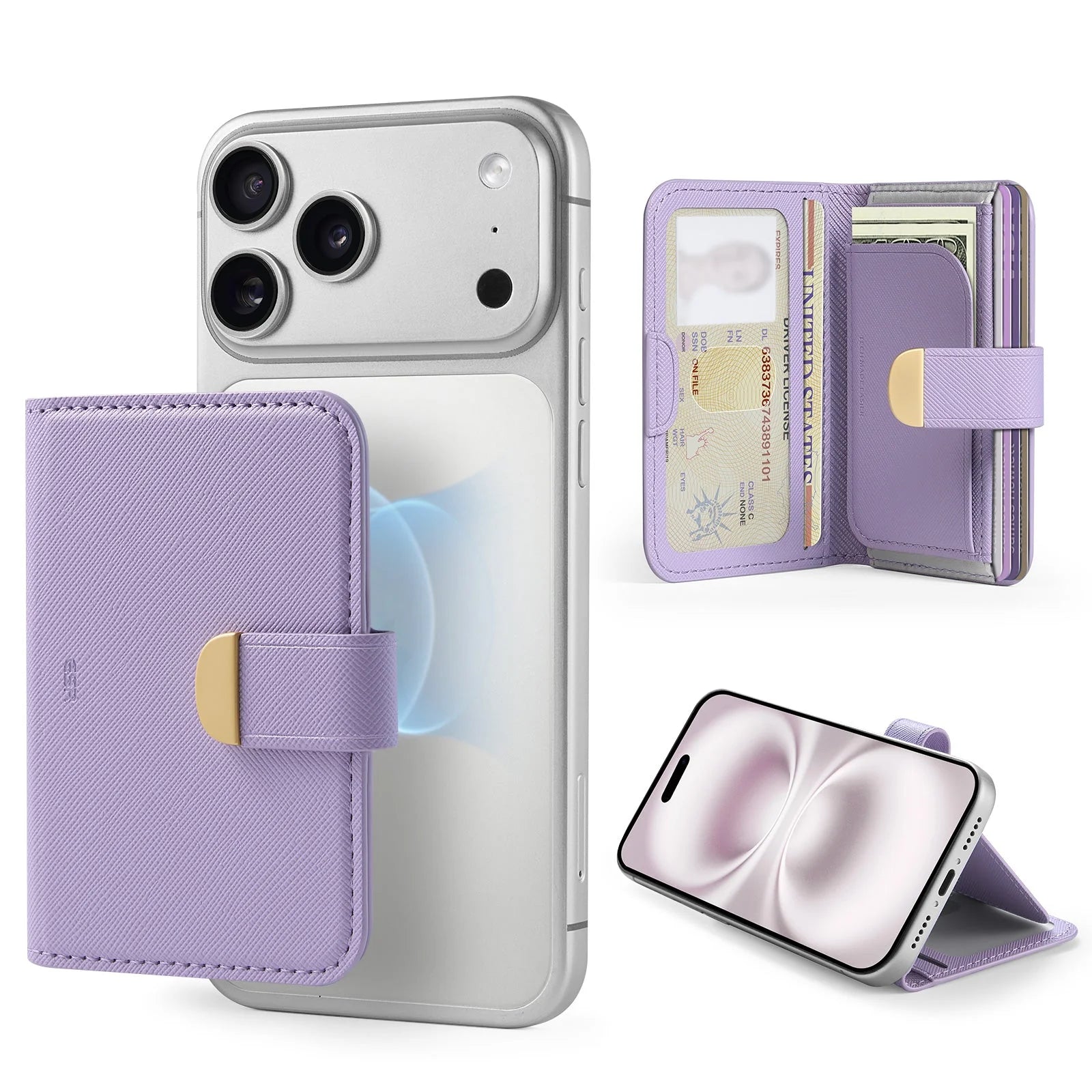 Porte-cartes magnétique Clutch Aura - Lavender