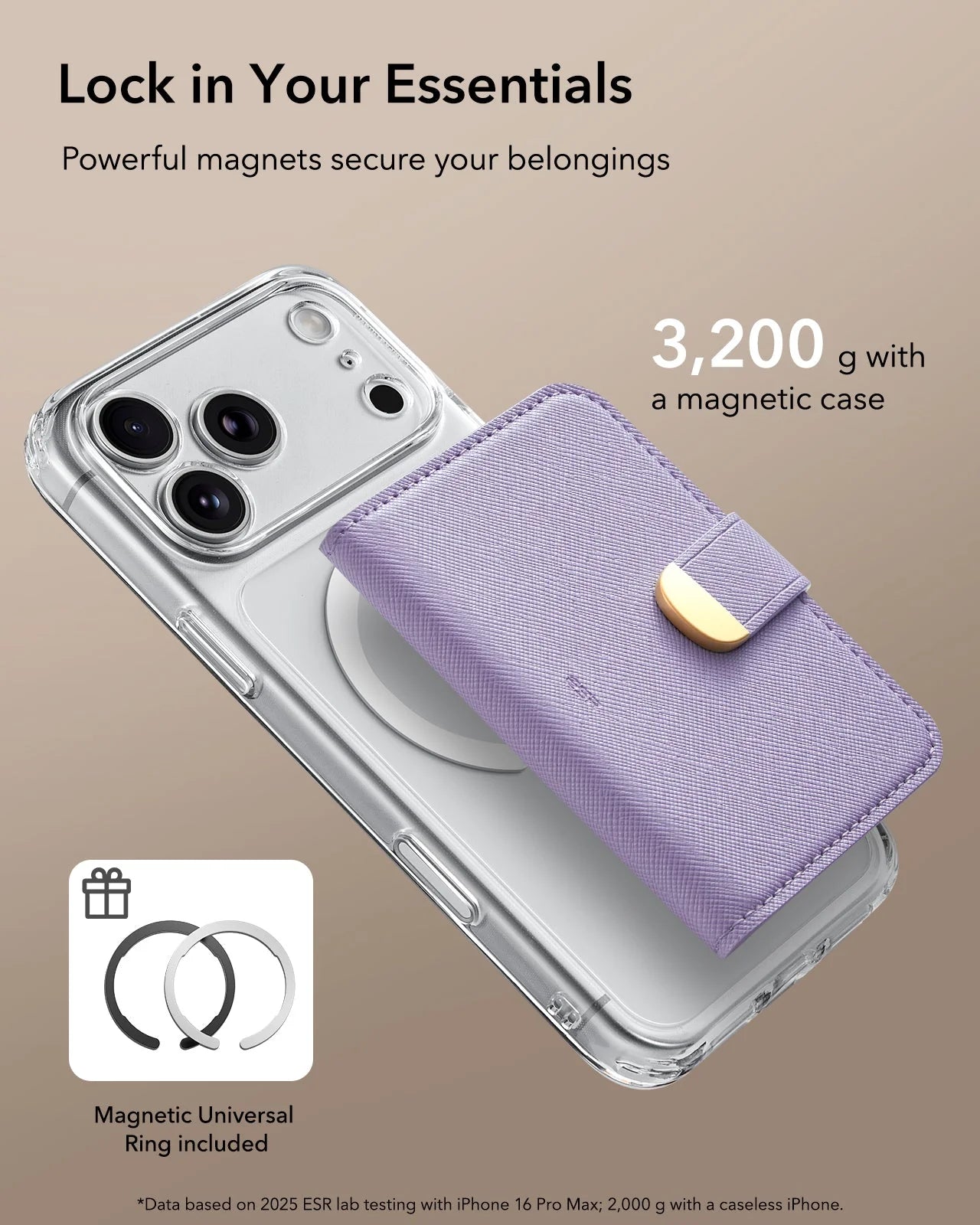 Porte-cartes magnétique Clutch Aura - Lavender