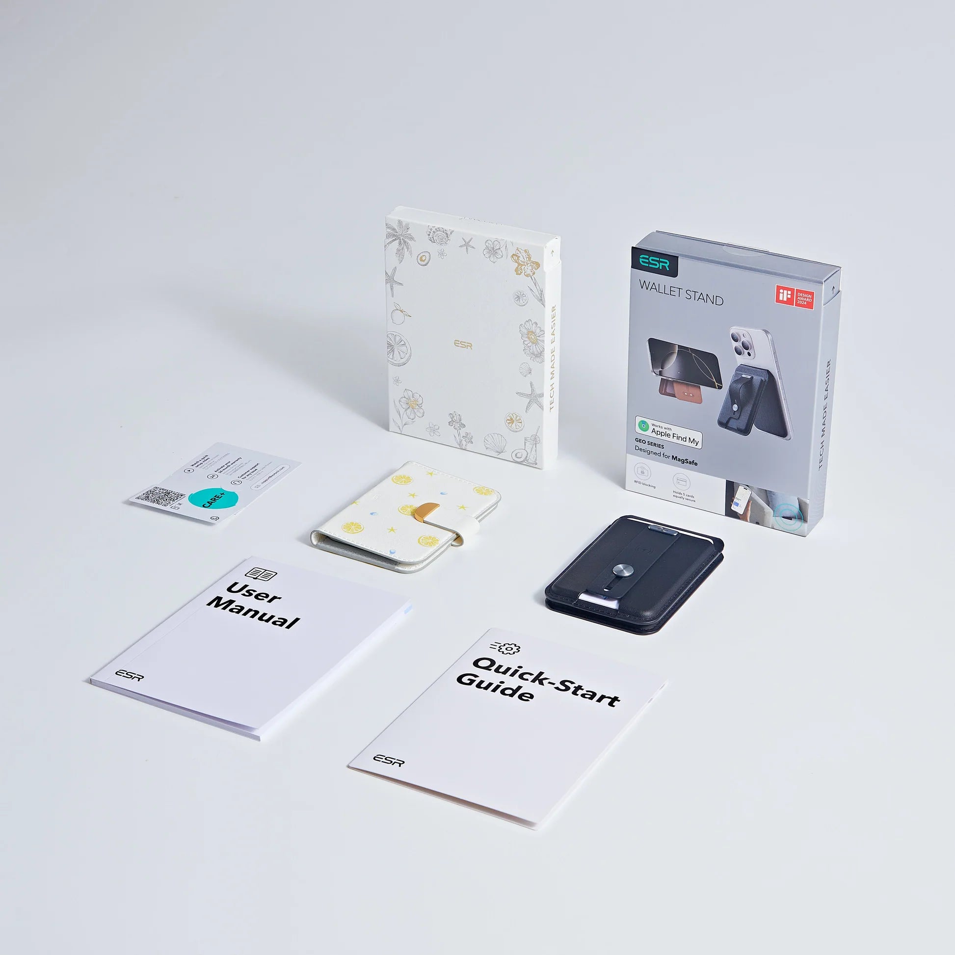 Pack porte-cartes magnétiques Clutch Aura et Geo avec support - Été côtier&Noir