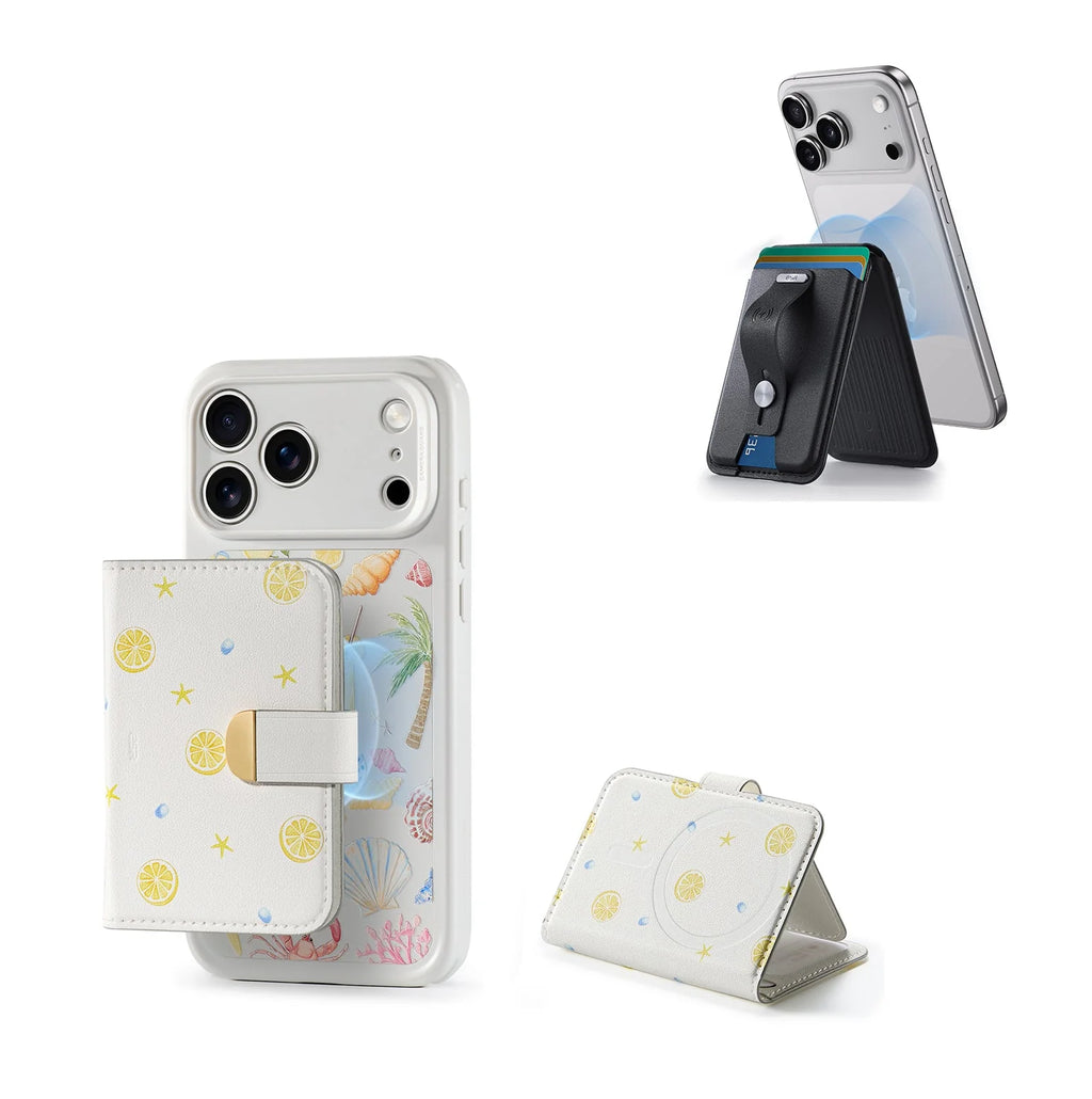 Pack porte-cartes magnétiques Clutch Aura et Geo avec support - Été côtier&Noir