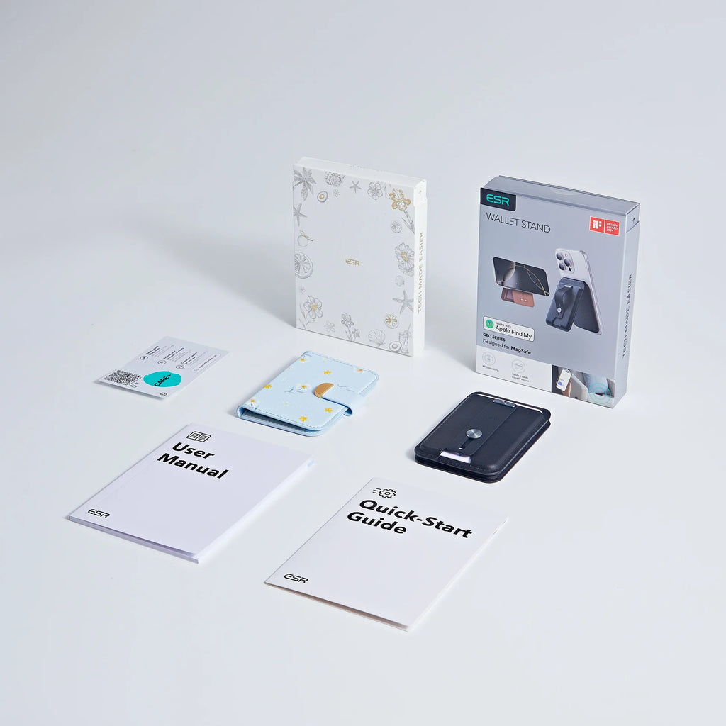 Pack porte-cartes magnétiques Clutch Aura et Geo avec support - Paradis tropical&Noir