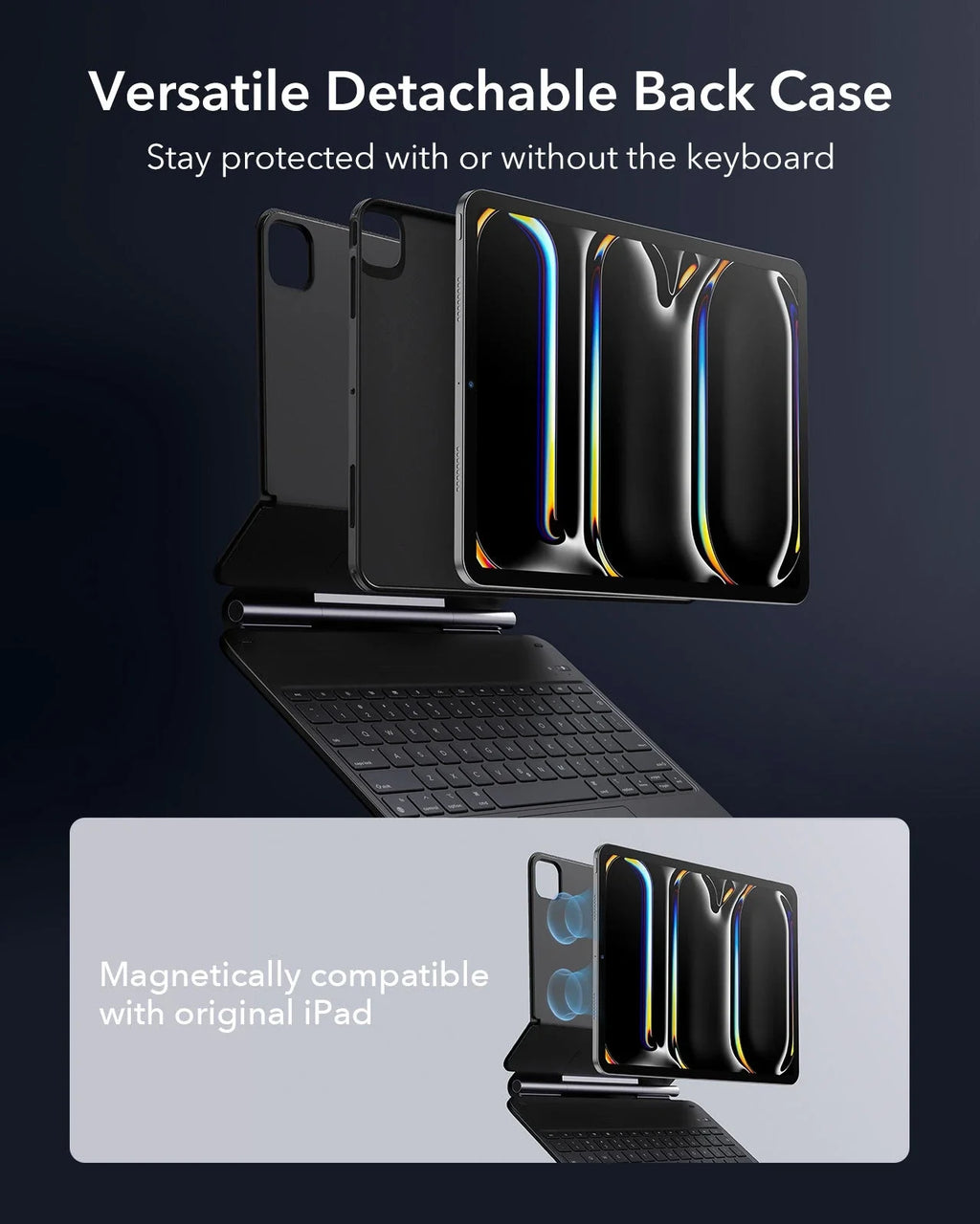 Rebound 360 Magnetic Keyboard Case for iPad Pro 13" (2025) - US Layout - Black
