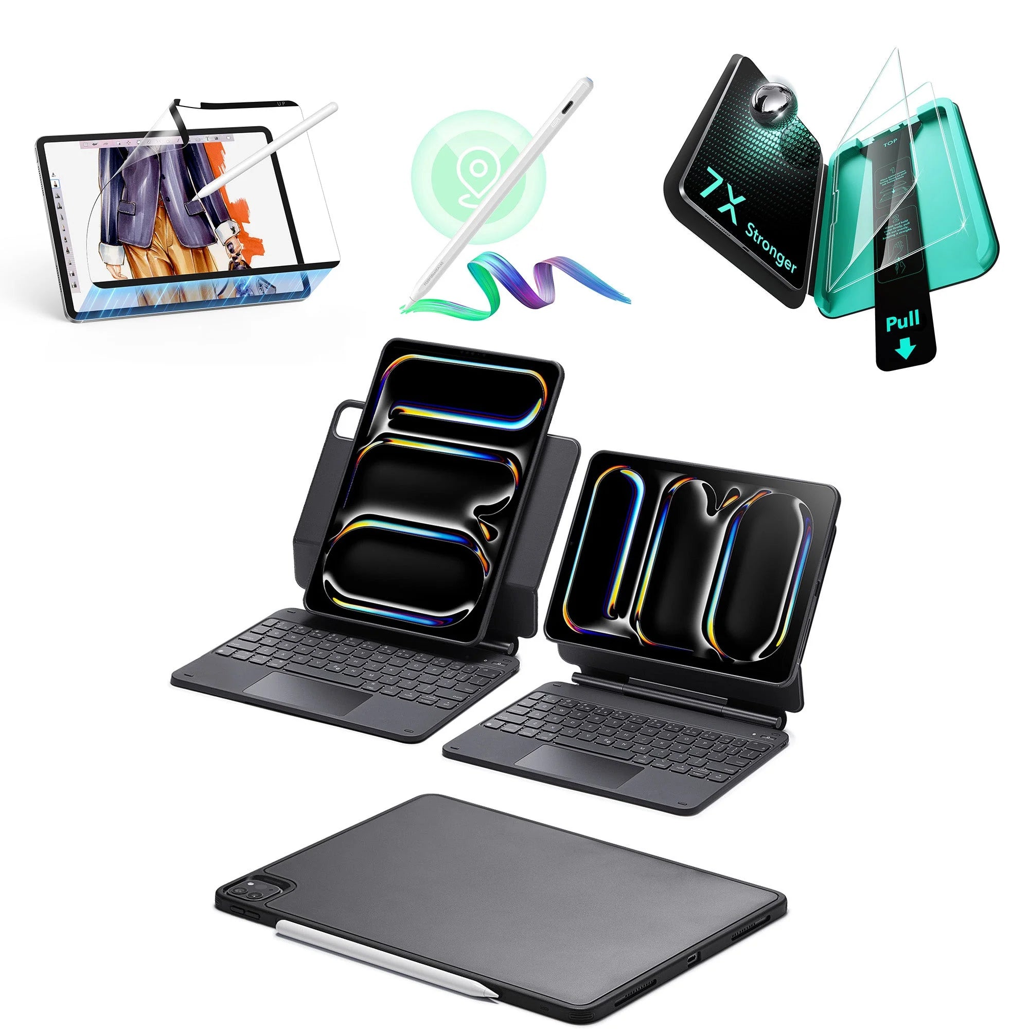 Étui avec clavier magnétique Rebound pour iPad Pro 13ʺ (2025) - Ensemble de transformation à 360° - US Layout-Black